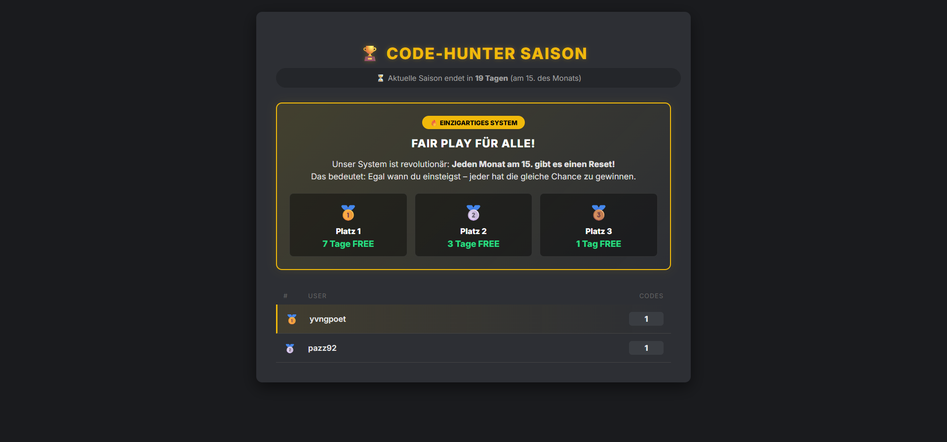 Leaderboard Interface